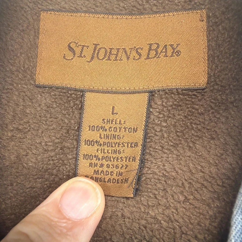 St John's Bay Men's Denim Fleece Lined Shirt Jacket Blue Workwear Large